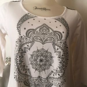 Boho Black Print High Low Tunic